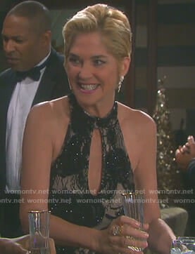 Eve’s black embellished keyhole gown on Days of our Lives