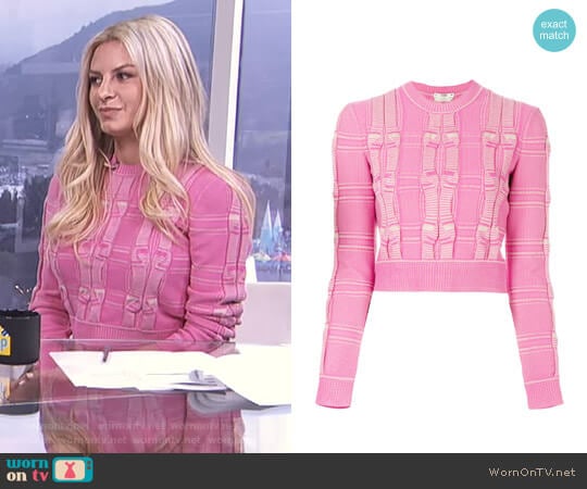 Fendi Embroidered Cropped Sweater worn by Morgan Stewart on E! News