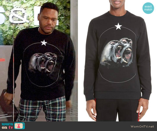 Givenchy Monkey Brothers Graphic Sweatshirt worn by Andre Johnson (Anthony Anderson) on Black-ish
