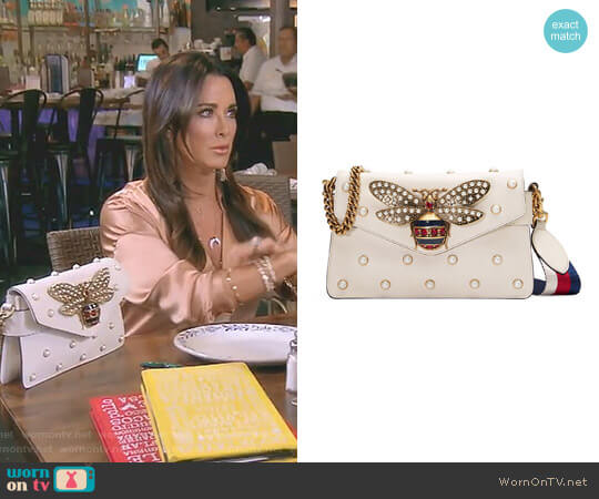 Gucci Broadway Leather Clutch worn by Kyle Richards on The Real Housewives of Beverly Hills