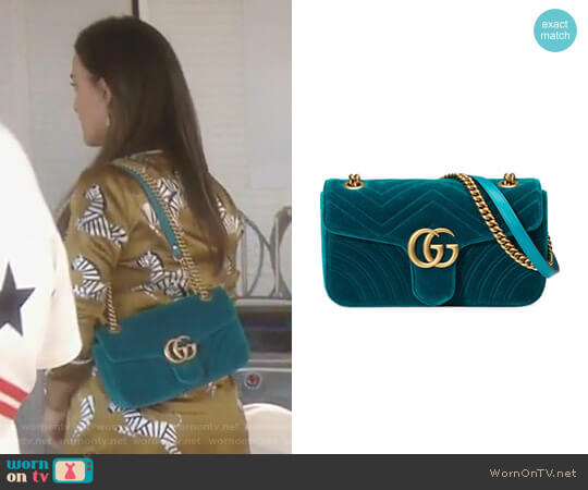 Gucci GG Marmont Velvet Shoulder Bag worn by Kyle Richards on The Real Housewives of Beverly Hills