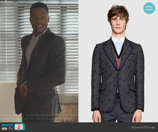 Gucci Heritage Flannel Jacket with Bees worn by Jeff Colby (Sam Adegoke) on Dynasty