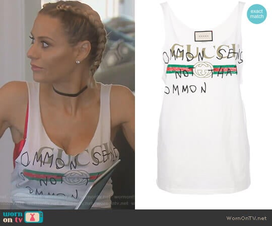Gucci Printed Cotton-Jersey Tank worn by Dorit Kemsley on The Real Housewives of Beverly Hills
