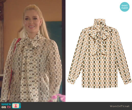 Gucci Silk Shirt with Web GG Print worn by Erika Jayne on The Real Housewives of Beverly Hills