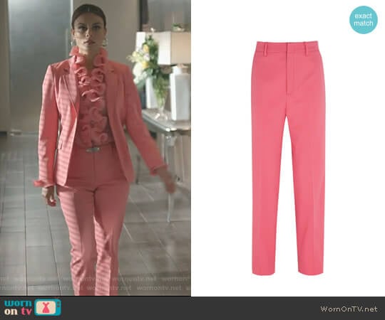 Gucci Stretch Wool and Silk-Blend Straight-Leg Pants worn by Cristal Flores (Nathalie Kelley) on Dynasty