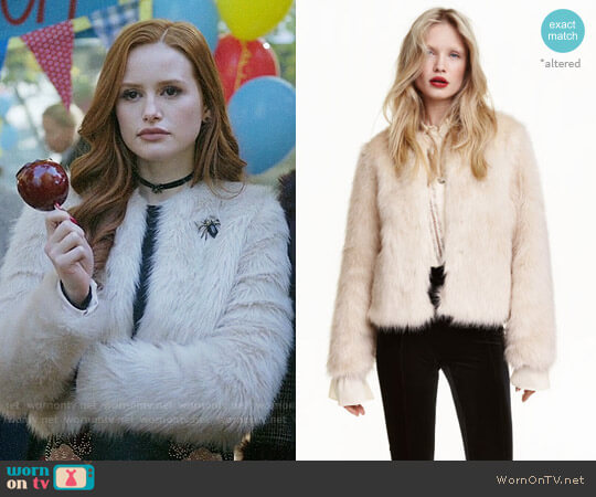 H&M Faux Fur Jacket worn by Cheryl Blossom (Madelaine Petsch) on Riverdale