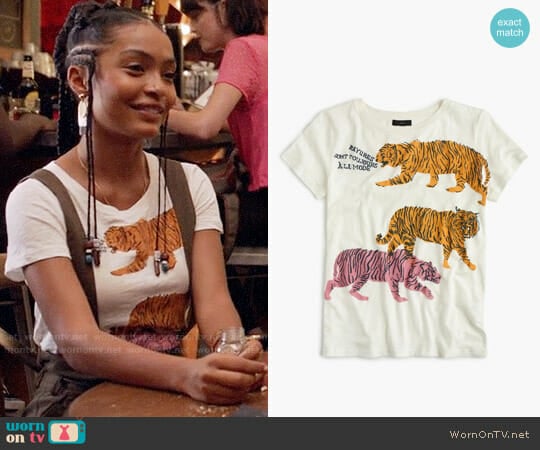 J. Crew Tigers T-shirt worn by Zoey Johnson (Yara Shahidi) on Grown-ish