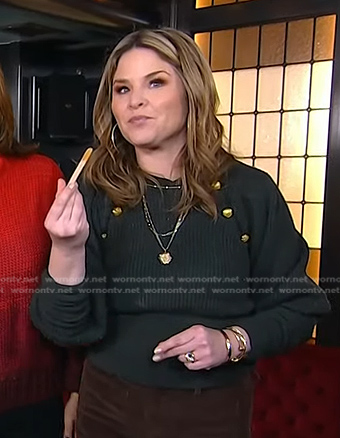 Jenna’s green sweater with shoulder buttons on Today
