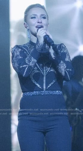 Juliette’s black lace jumpsuit with hearts on Nashville