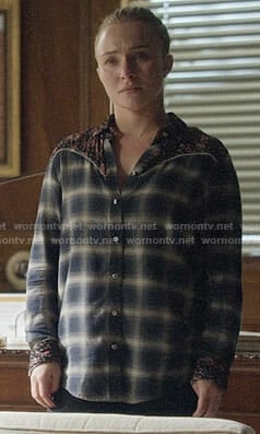 Juliette’s plaid shirt with floral shoulders on Nashville