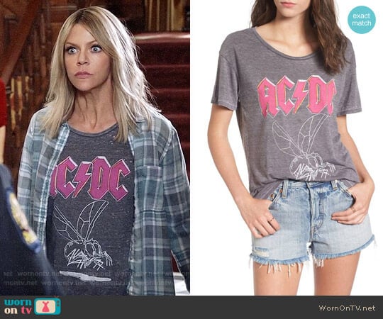 Junk Food Clothing AC/DC 1985 World Tour Tee worn by Mackenzie Murphy (Kaitlin Olson) on The Mick
