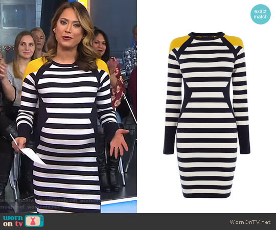 Karen Millen Stripe Knit Dress worn by Ginger Zee on Good Morning America