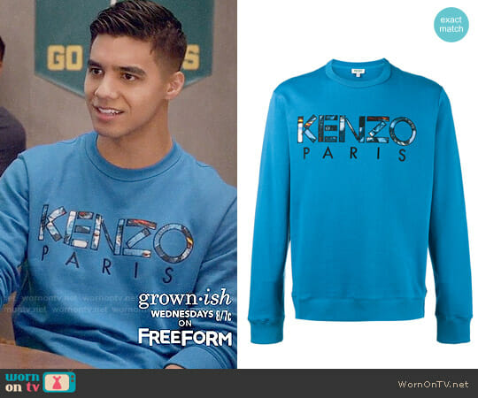 Kenzo Logo Sweatshirt worn by Vivek Shah (Jordan Buhat) on Grown-ish