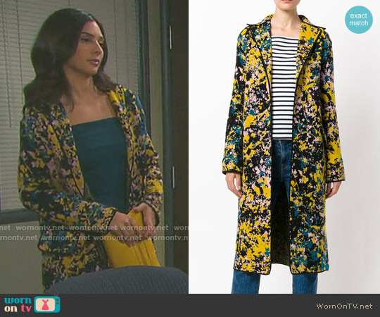 M Missoni Ink Splatter Print Coat worn by Gabi Hernandez (Camila Banus) on Days of our Lives