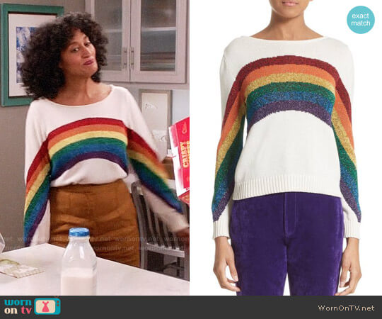 Marc Jacobs Rainbow Cotton Blend Sweater worn by Rainbow Johnson (Tracee Ellis Ross) on Black-ish
