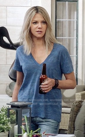 Mickey’s blue camouflage print v-neck t-shirt on The Mick