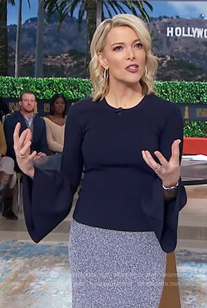 Megyn’s navy bell sleeve top on Megyn Kelly Today