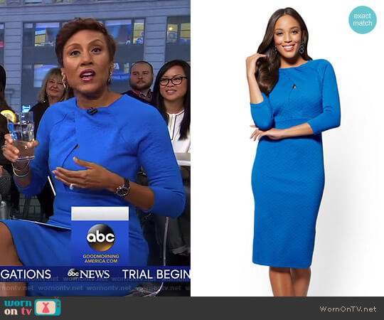 New York & Company Crossover Detail Sheath Dress worn by Robin Roberts on Good Morning America