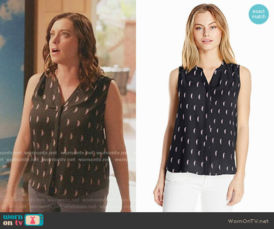 NYDJ Sleeveless Pintuck Blouse worn by Rebecca Bunch (Rachel Bloom) on Crazy Ex-Girlfriend