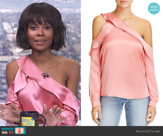 Parker Piper Single Cold-Shoulder Blouse worn by Zuri Hall on E! News