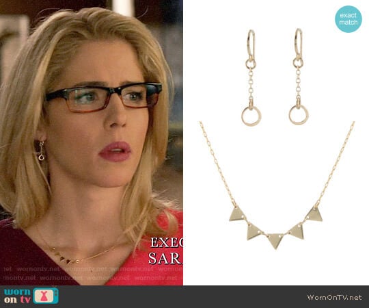 Peggy Li Triangles Necklace worn by Felicity Smoak (Emily Bett Rickards) on Arrow