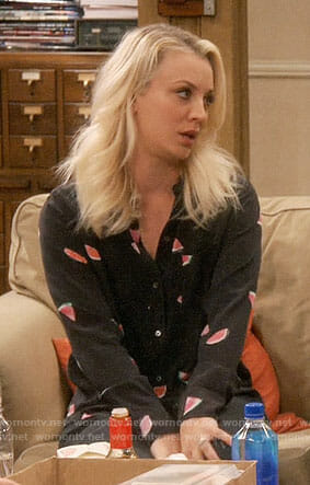 Penny’s black watermelon print shirt on The Big Bang Theory