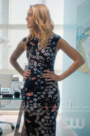Petra’s navy butterfly print dress on Jane the Virgin