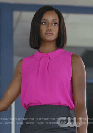 Kara’s pink sleeveless top on Black Lightning