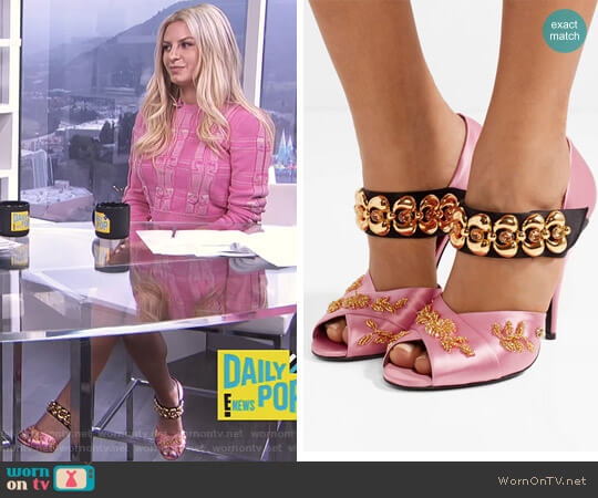 Prada Embellished Satin Sandals worn by Morgan Stewart on E! News
