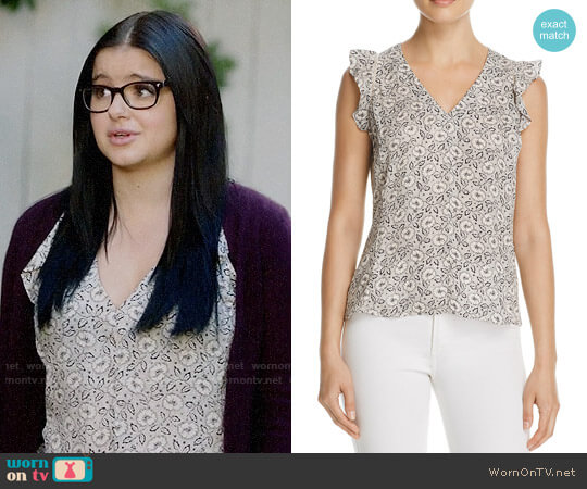 Rebecca Taylor Floral Print Silk Ruffle Top worn by Alex Dunphy (Ariel Winter) on Modern Family
