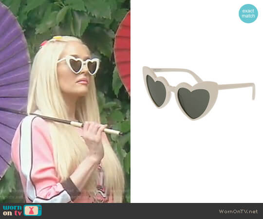 Saint Laurent Lou Lou Oversized Heart Sunglasses worn by Erika Jayne on The Real Housewives of Beverly Hills