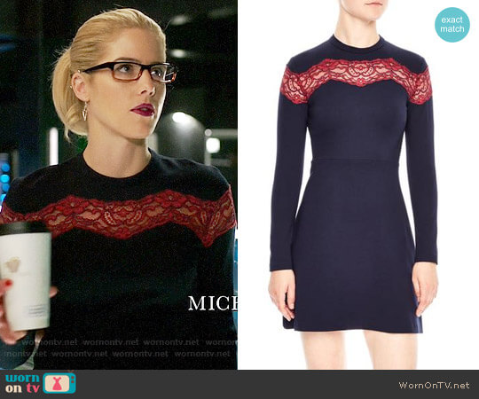 Sandro Jaisy Lace Inset Dress worn by Felicity Smoak (Emily Bett Rickards) on Arrow