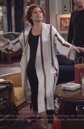 Grace’s white silk striped robe on Will and Grace