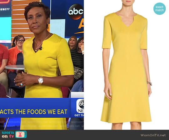 St John Milano Knit A-Line Dress worn by Robin Roberts on Good Morning America