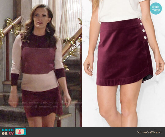 & Other Stories Velvet Mini Skirt worn by Chelsea Lawson (Melissa Claire Egan) on The Young and the Restless