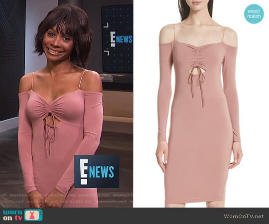 T by Alexander Wang Stretch Jersey Off the Shoulder Dress worn by Zuri Hall on E! News