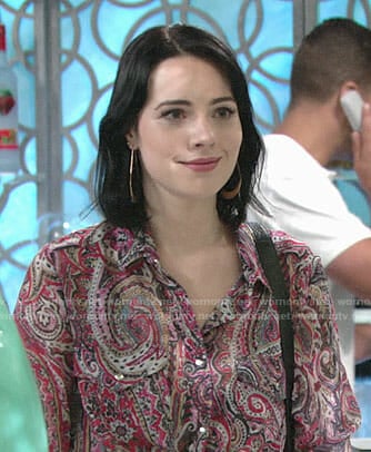 Tessa’s paisley print shirt on The Young and the Restless