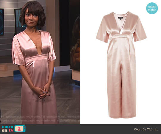 Topshop Satin Plunge Jumpsuit worn by Zuri Hall on E! News