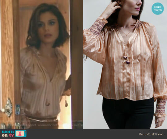Ulla Johnson Margaret Blouse worn by Cristal Flores (Nathalie Kelley) on Dynasty