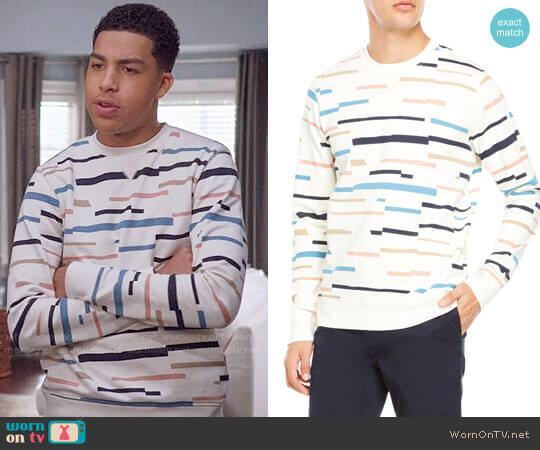 Wesc Miles Broken Stripe Sweatshirt worn by Andre Johnson Jr (Marcus Scribner) on Black-ish