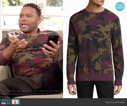 WeSC Miles Camouflage Cotton Sweatshirt in Red Port worn by Andre Johnson (Anthony Anderson) on Black-ish