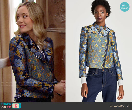 Zara Patchwork Jacket worn by Hope Logan (Annika Noelle) on The Bold and the Beautiful