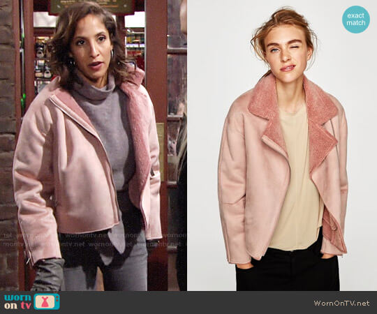 Zara Suede Effect Jacket worn by Lily Winters (Christel Khalil) on The Young and the Restless