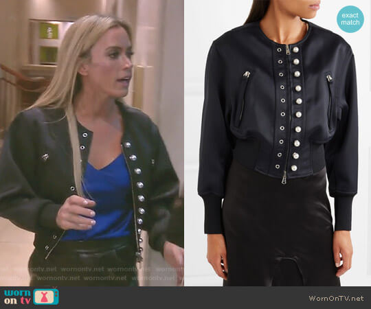 3.1 Phillip Lim Faux Pearl-Embellished Bomber Jacket worn by Teddi Mellencamp Arroyave on The Real Housewives of Beverly Hills