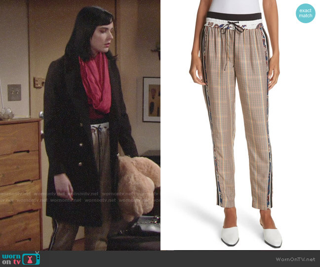 3.1 Phillip Lim Check & Floral Print Drawstring Pants worn by Tessa Porter (Cait Fairbanks) on The Young and the Restless