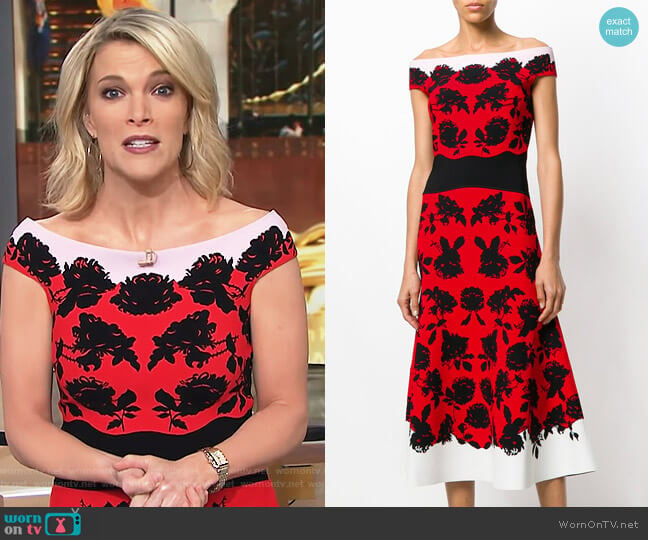 Alexander McQueen Off-Shoulder Floral Midi Dress worn by Megyn Kelly on Today