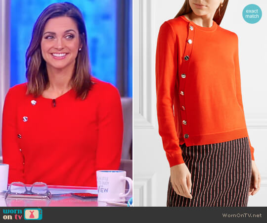Altuzarra Minamoto embellished merino wool sweater worn by Paula Faris on The View
