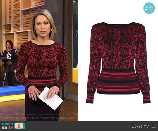 Karen Millen Leopard Waist Stripe Jumper worn by Amy Robach on Good Morning America