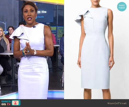 Antonio Berardi Ruffle Trim Dress worn by Robin Roberts on Good Morning America
