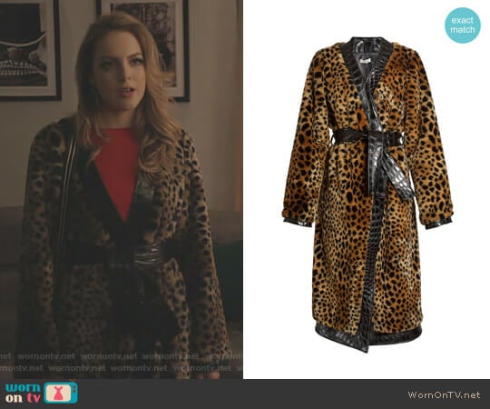 Attico Vivian Leopard-Print Faux-Fur Coat worn by Fallon Carrington (Elizabeth Gillies) on Dynasty